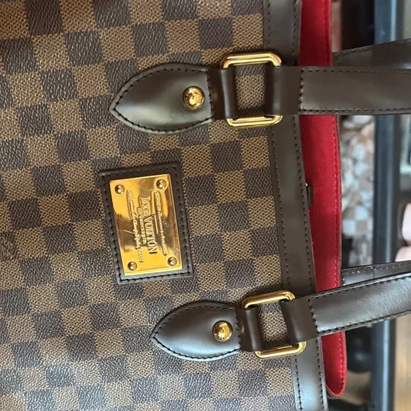 Louis Vuitton Brown Damier Ebene Tote with Red Interior - Picture 15 of 16